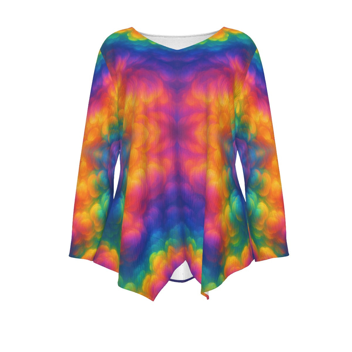 Women's V-neck T-shirt With Irregular Hem