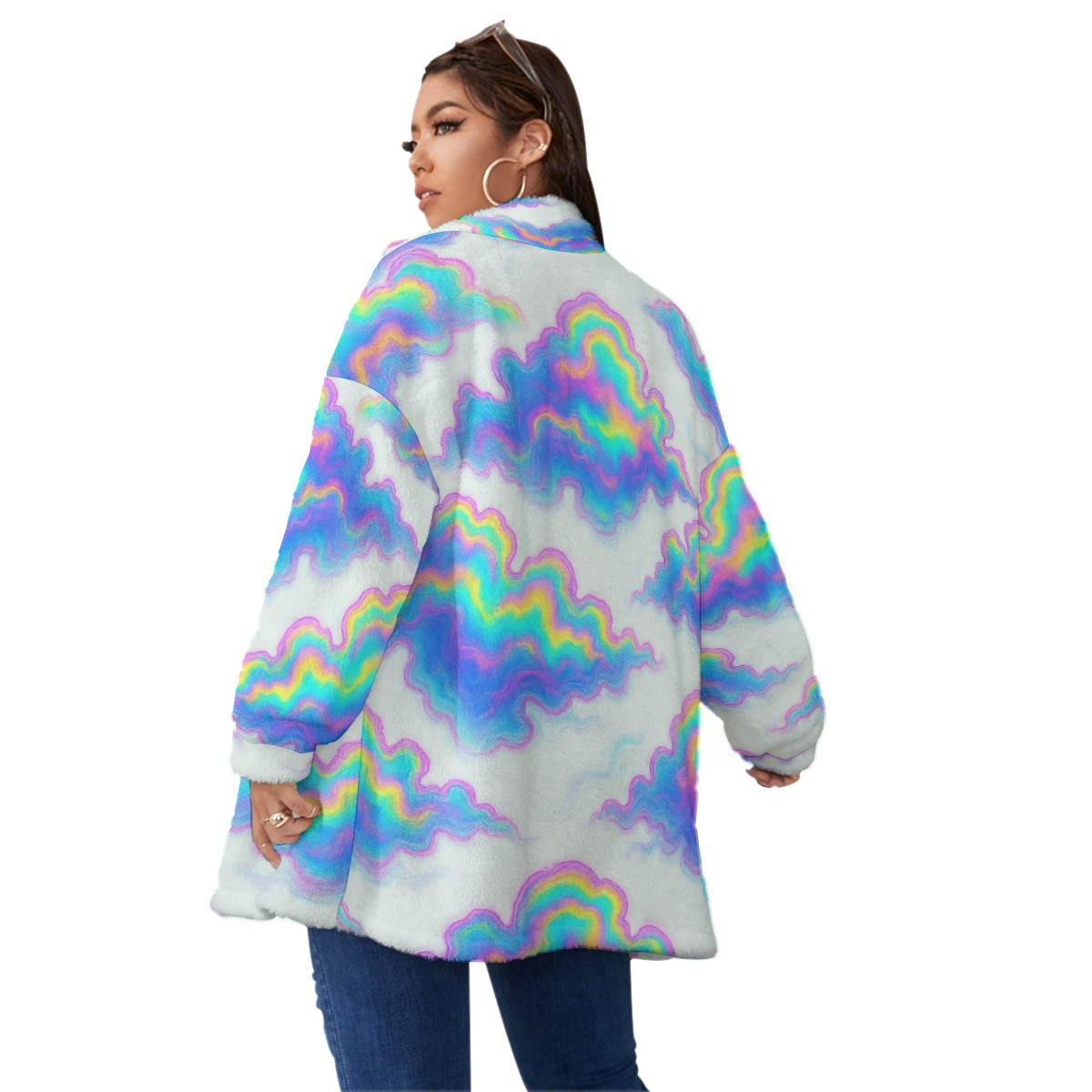 Unisex Borg Fleece Stand-up Collar Coat With Zipper Closure(Plus Size)