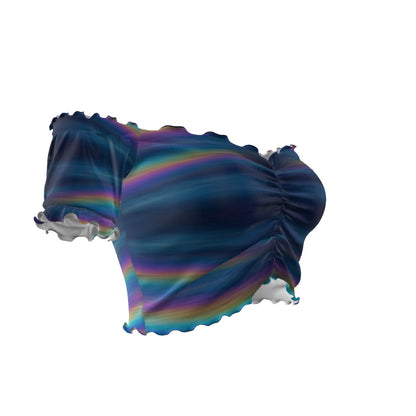 Women's One-shoulder Off-the-navel Short Sleeve T-shirt