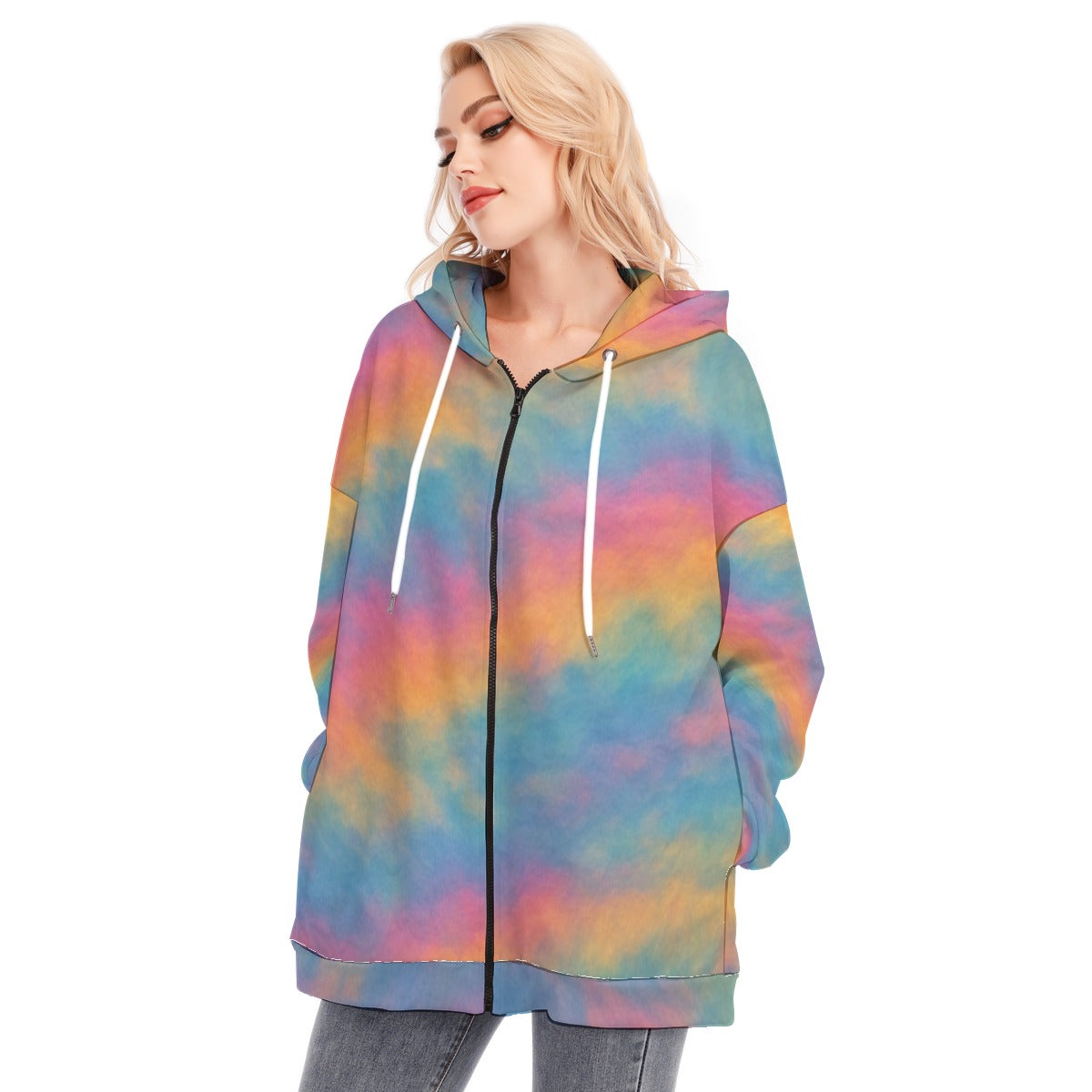 Women's Long Hoodie With Zipper Closure