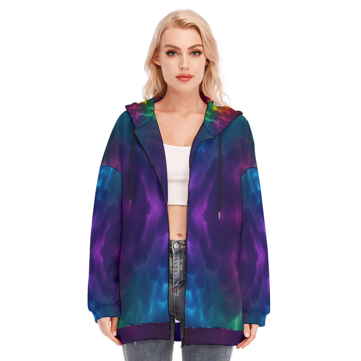 Women's Long Hoodie With Zipper Closure