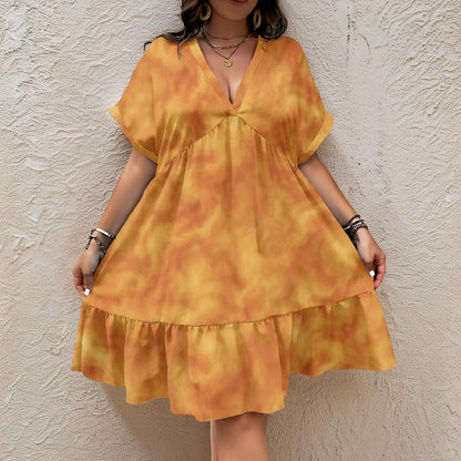 Unisex Women’s Floral V-Neck Short Sleeve Dress