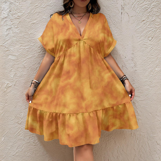 Unisex Women’s Floral V-Neck Short Sleeve Dress