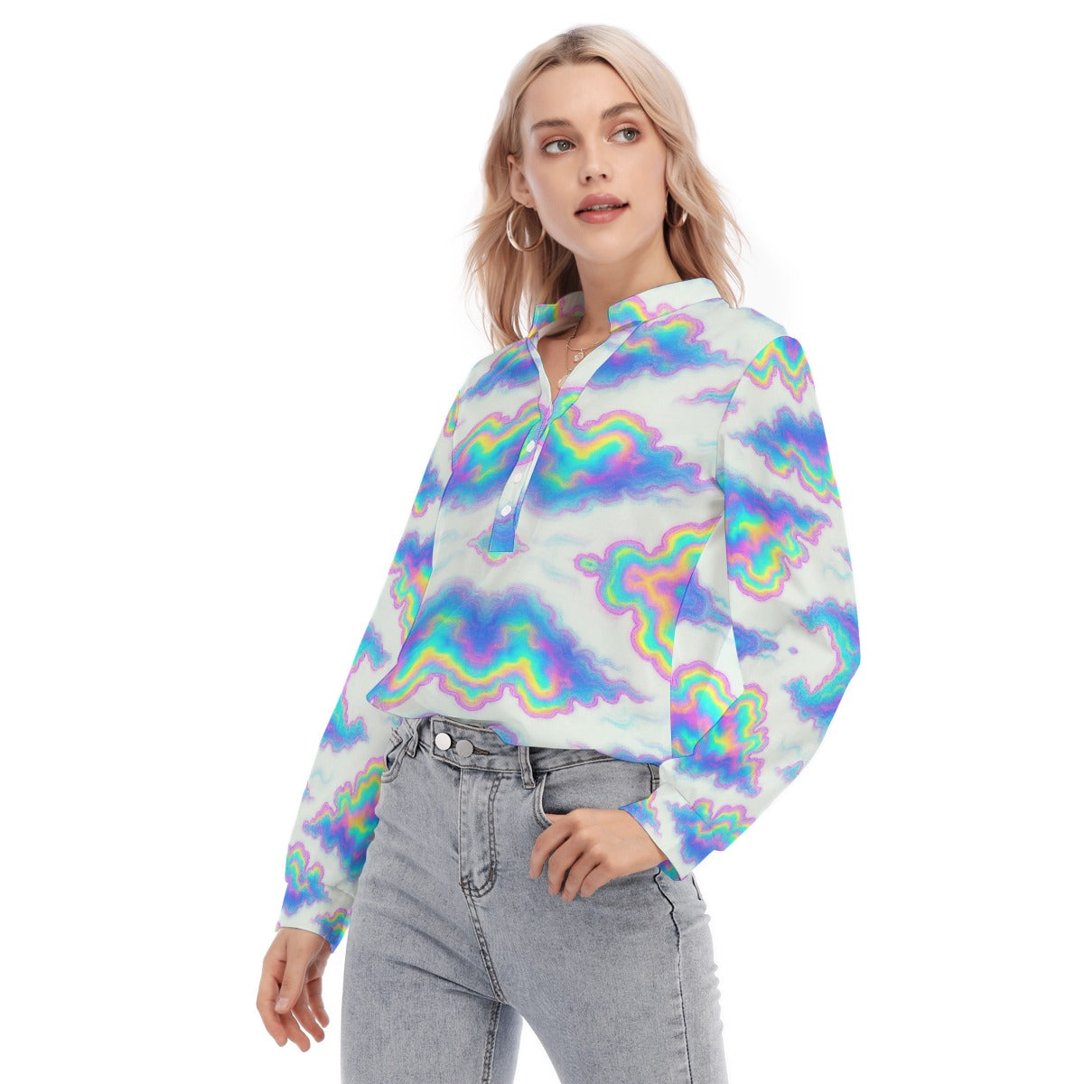 Women's Long Sleeve Blouse With Button Closure