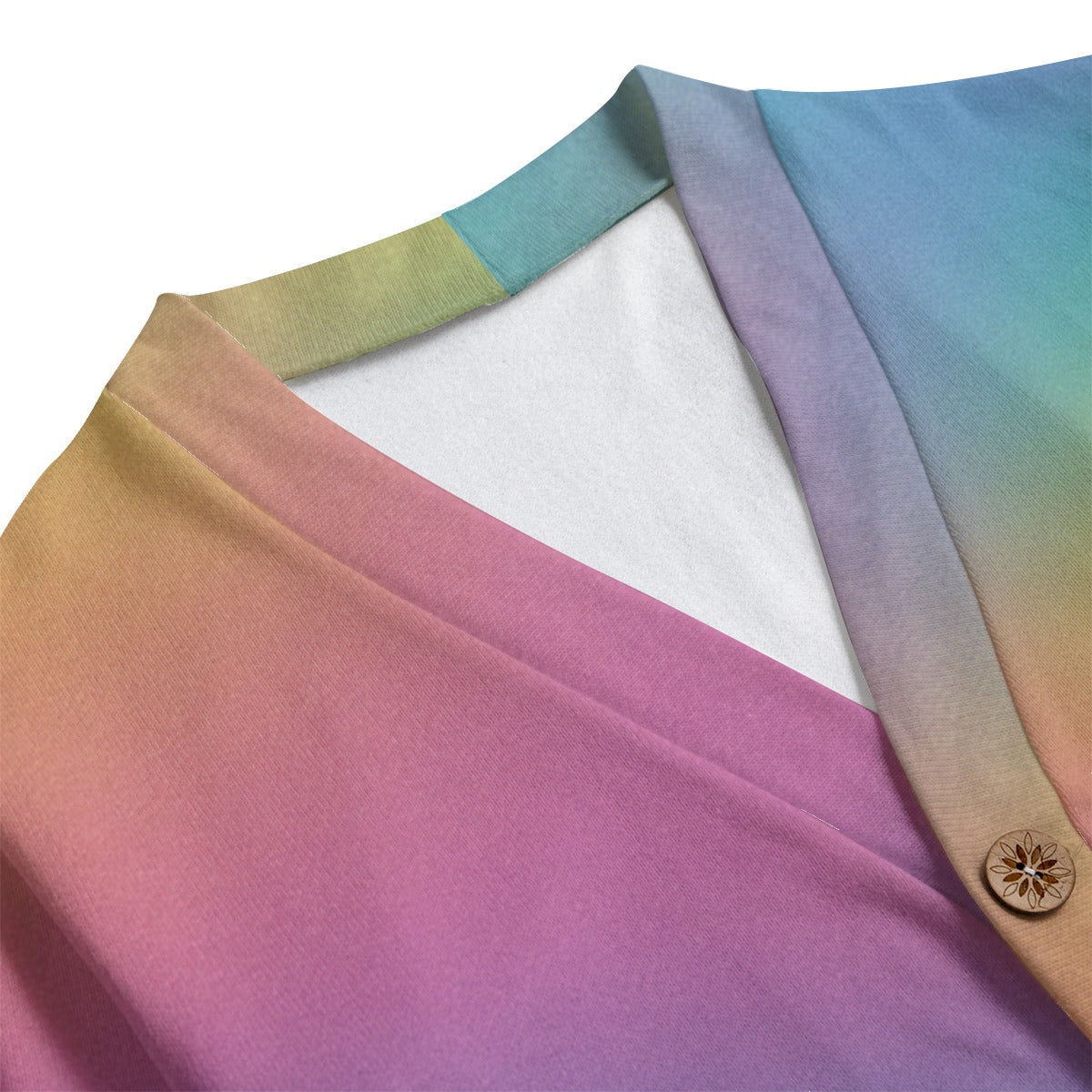 Unisex V-neck Knitted Fleece Cardigan With Button Closure