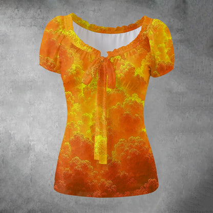 Women's Puff Sleeve Pleated Shirt