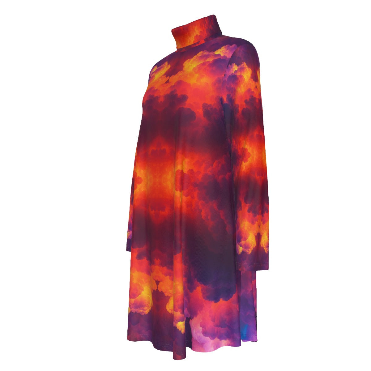 Women's High Neck Dress With Long Sleeve