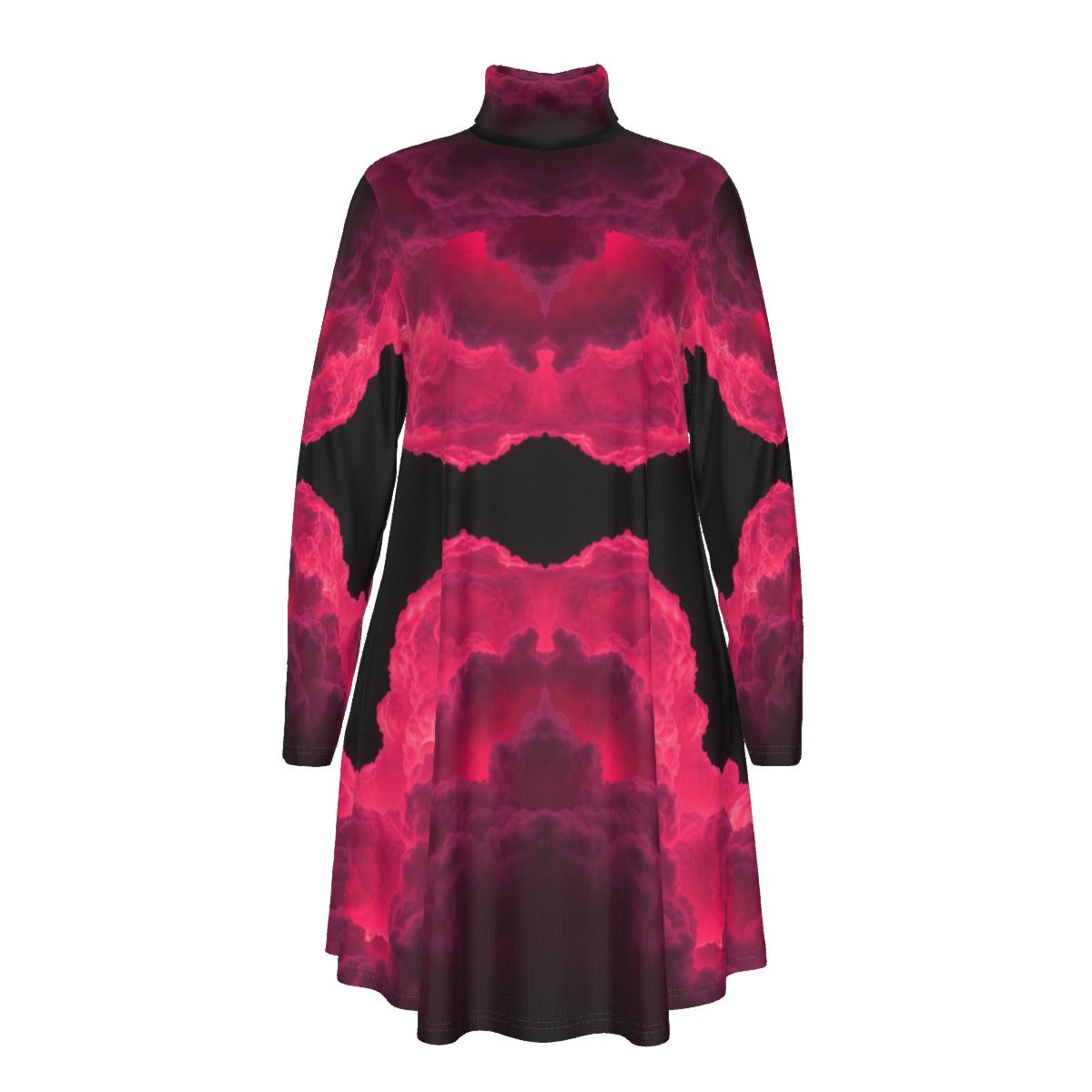 Women's High Neck Dress With Long Sleeve