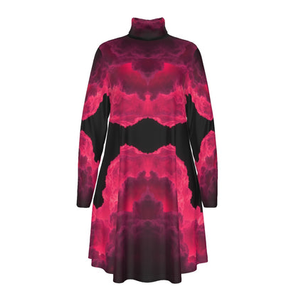 Women's High Neck Dress With Long Sleeve