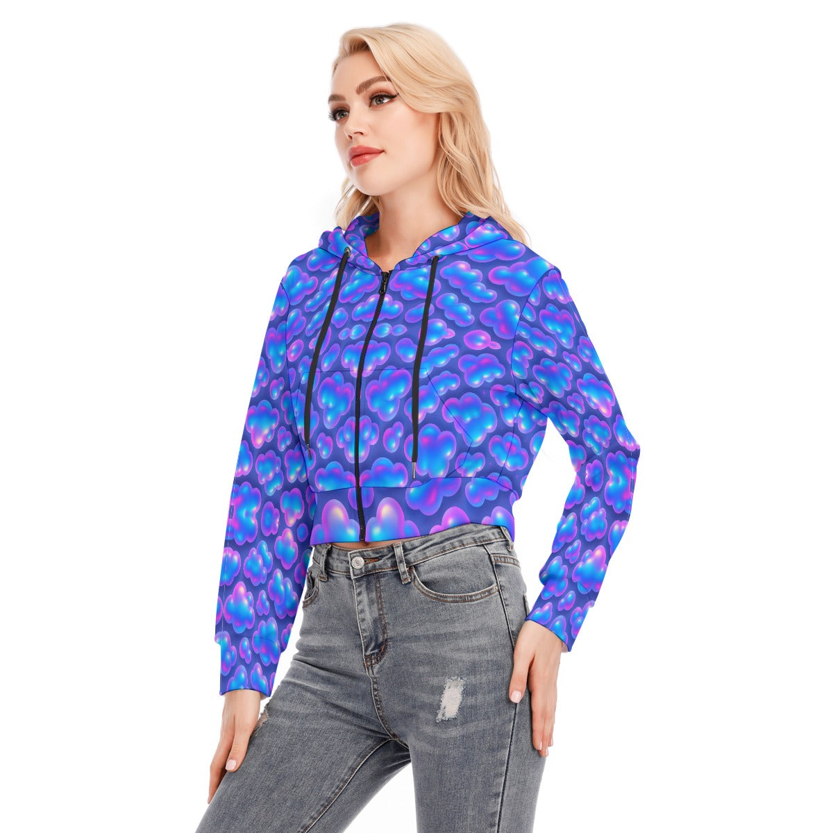 Women's Crop Top Hoodie With Zipper Closure