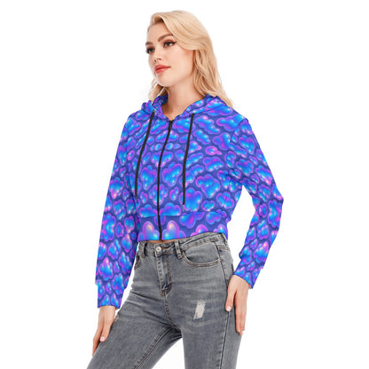 Women's Crop Top Hoodie With Zipper Closure