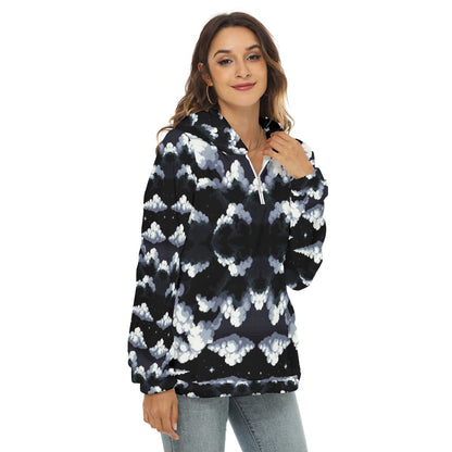 Women's Borg Fleece Hoodie With Half Zip