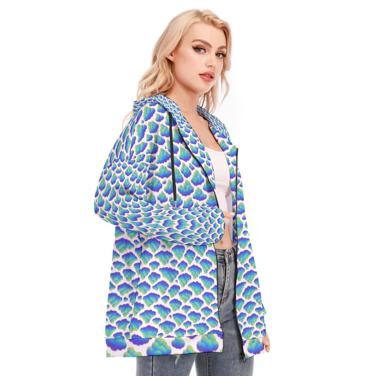 Women's Long Hoodie With Zipper Closure