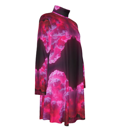 Women's High Neck Dress With Long Sleeve