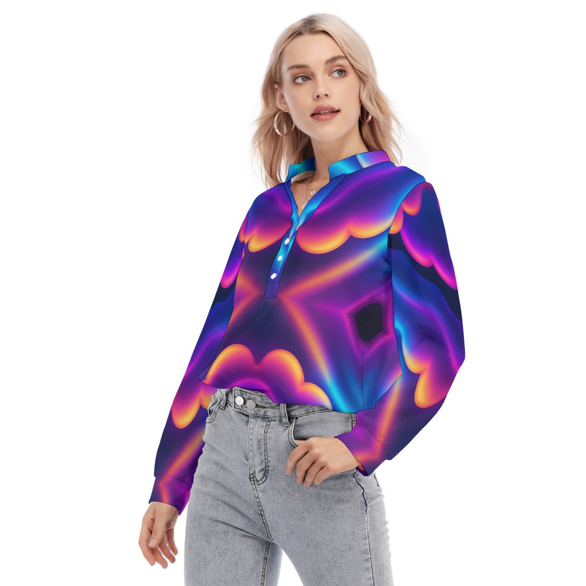 Women's Long Sleeve Blouse With Button Closure