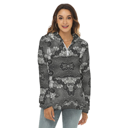 Women's Borg Fleece Hoodie With Half Zip