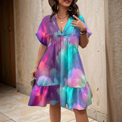 Women’s Floral V-Neck Short Sleeve Dress