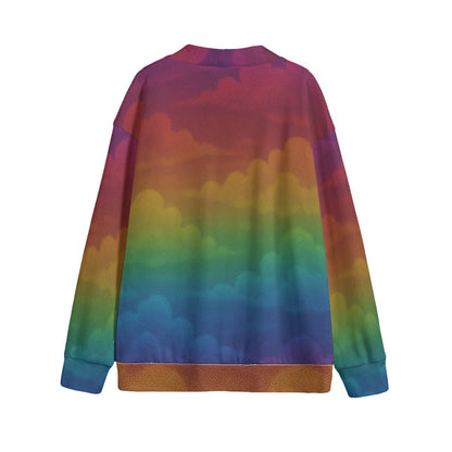 Unisex V-neck Knitted Fleece Cardigan With Button Closure