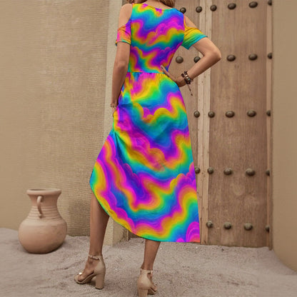 Women's V-neck Off-shoulder Dress