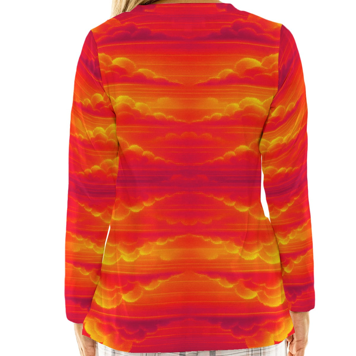 Women's Loose V-Neck T-Shirt With Long Sleeve