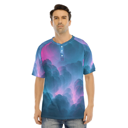 Men's Raglan Sleeve T-shirt With Button Closure