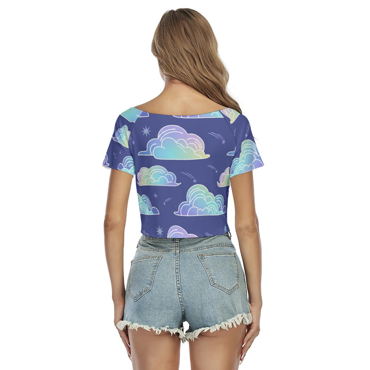 Women's Raglan Drawstring Front Crop Tee