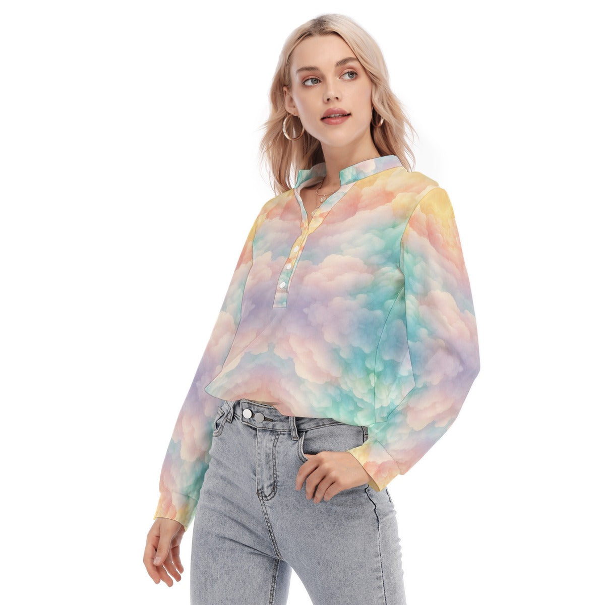 Women's Long Sleeve Blouse With Button Closure