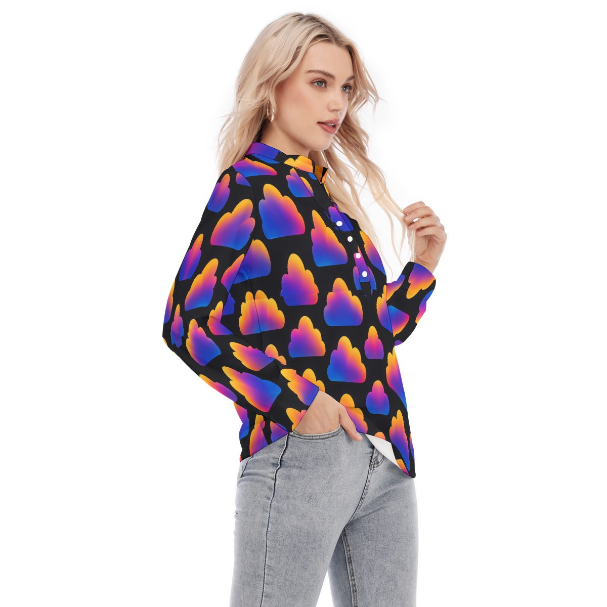 Women's Long Sleeve Blouse With Button Closure