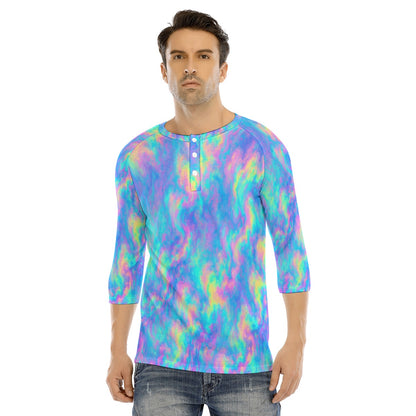 Men's Bracelet Sleeve T-shirt With Button Closure - view 1