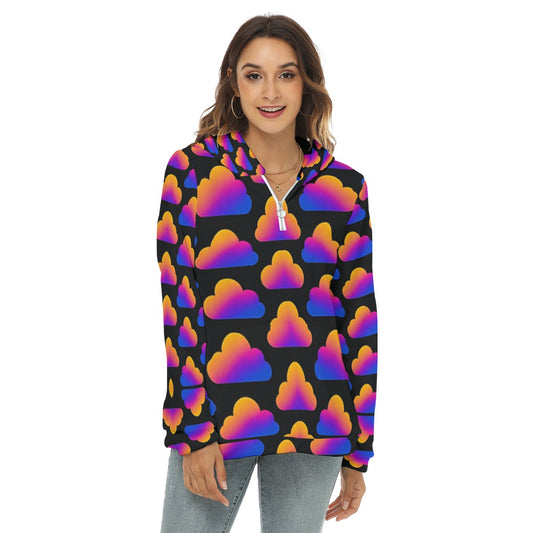 Women's Borg Fleece Hoodie With Half Zip