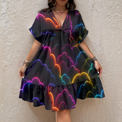 Women’s Floral V-Neck Short Sleeve Dress