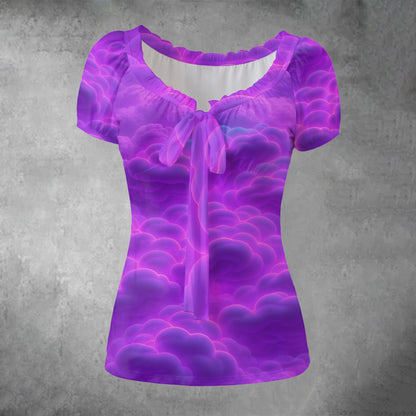 Women's Puff Sleeve Pleated Shirt