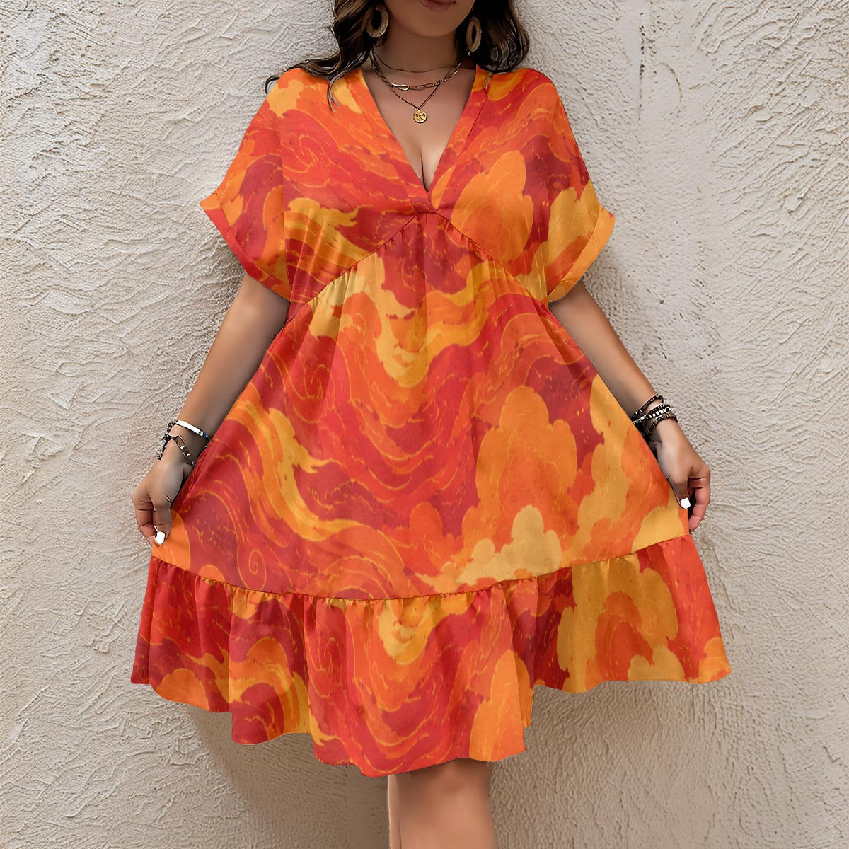 Women's Floral V-Neck Short Sleeve Dress by O’Nimbus