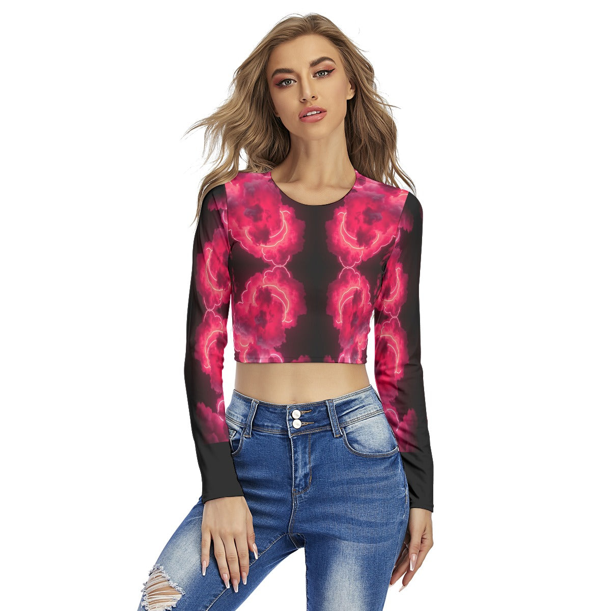 Women's Round Neck Crop Top T-Shirt