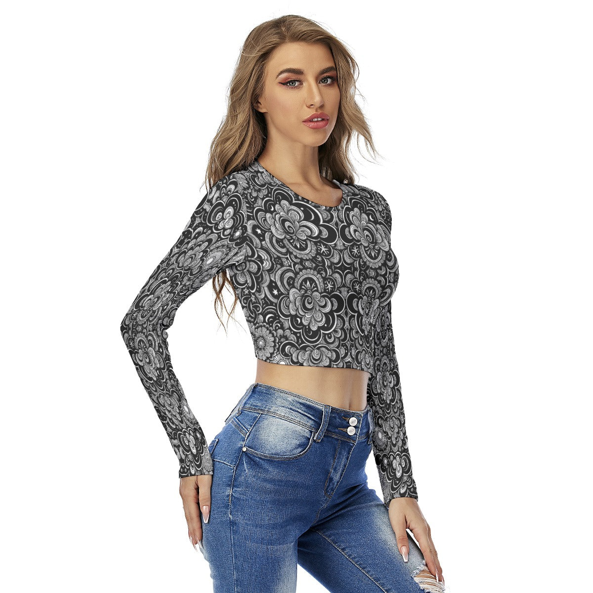 Women's Round Neck Crop Top T-Shirt