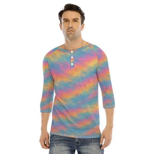 Men's Bracelet Sleeve T-shirt With Button Closure - view 1