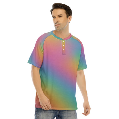 Men's Raglan Sleeve T-shirt With Button Closure