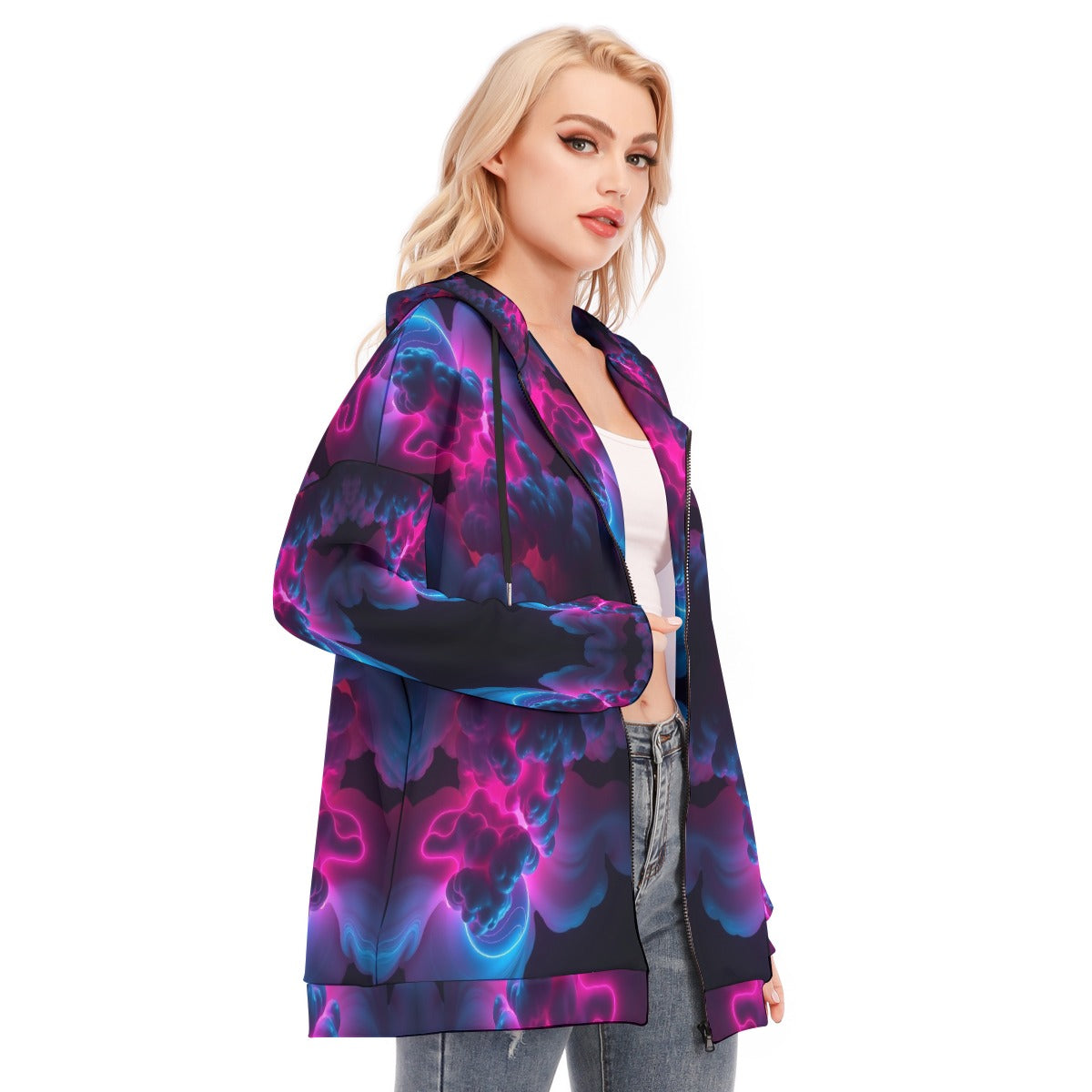 Women's Long Hoodie With Zipper Closure