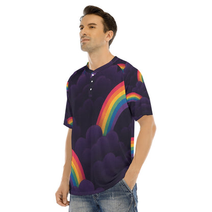Men's Raglan Sleeve T-shirt With Button Closure