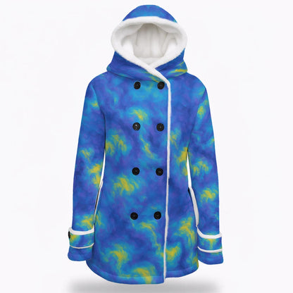 Women's Hooded Double-Breasted Winter Coat With Fleece