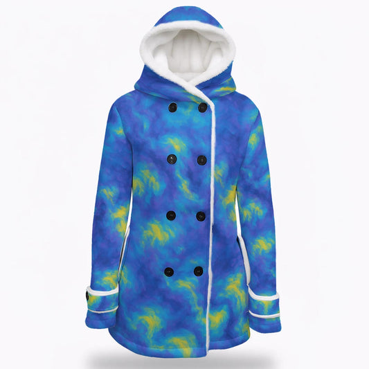 Women's Hooded Double-Breasted Winter Coat With Fleece