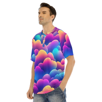 Men's Raglan Sleeve T-shirt With Button Closure