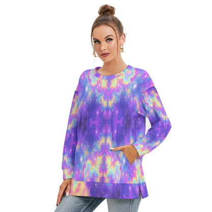 Women's Side Split O-neck Sweatshirt