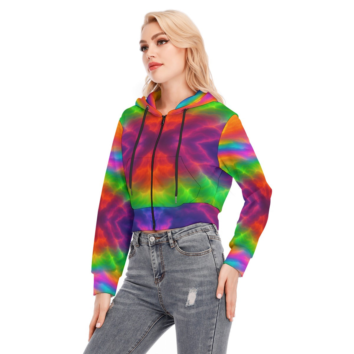 Women's Crop Top Hoodie With Zipper Closure
