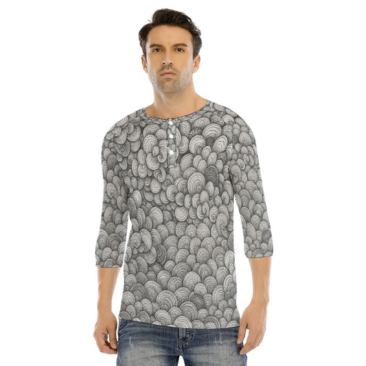 Men's Bracelet Sleeve T-shirt With Button Closure - view 1