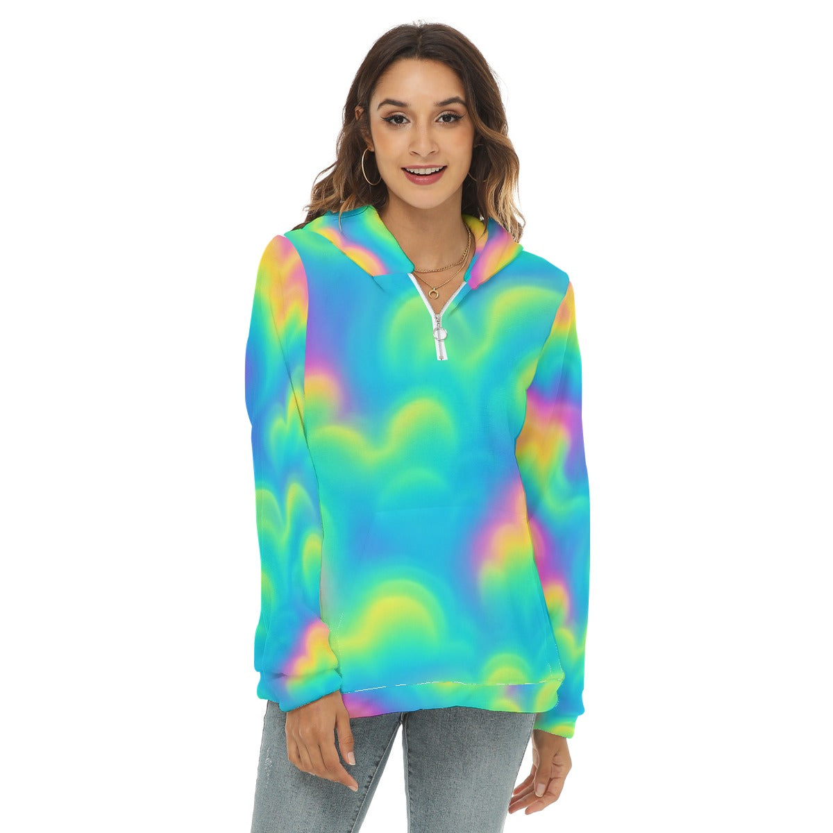 Women's Borg Fleece Hoodie With Half Zip