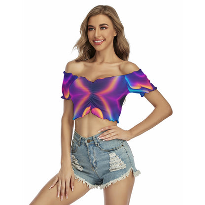 Women's One-shoulder Off-the-navel Short Sleeve T-shirt