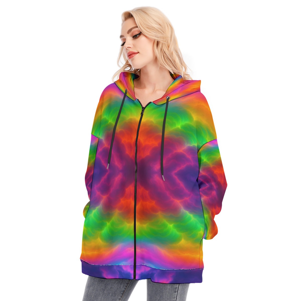 Women's Long Hoodie With Zipper Closure