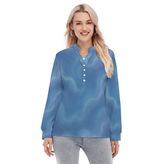 Women's Long Sleeve Blouse With Button Closure