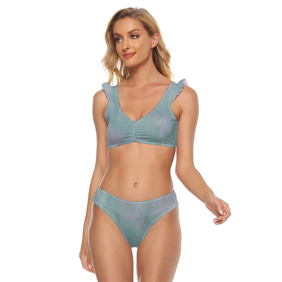 Women's Bikini Swimsuit With Ruffle Cuff Bra